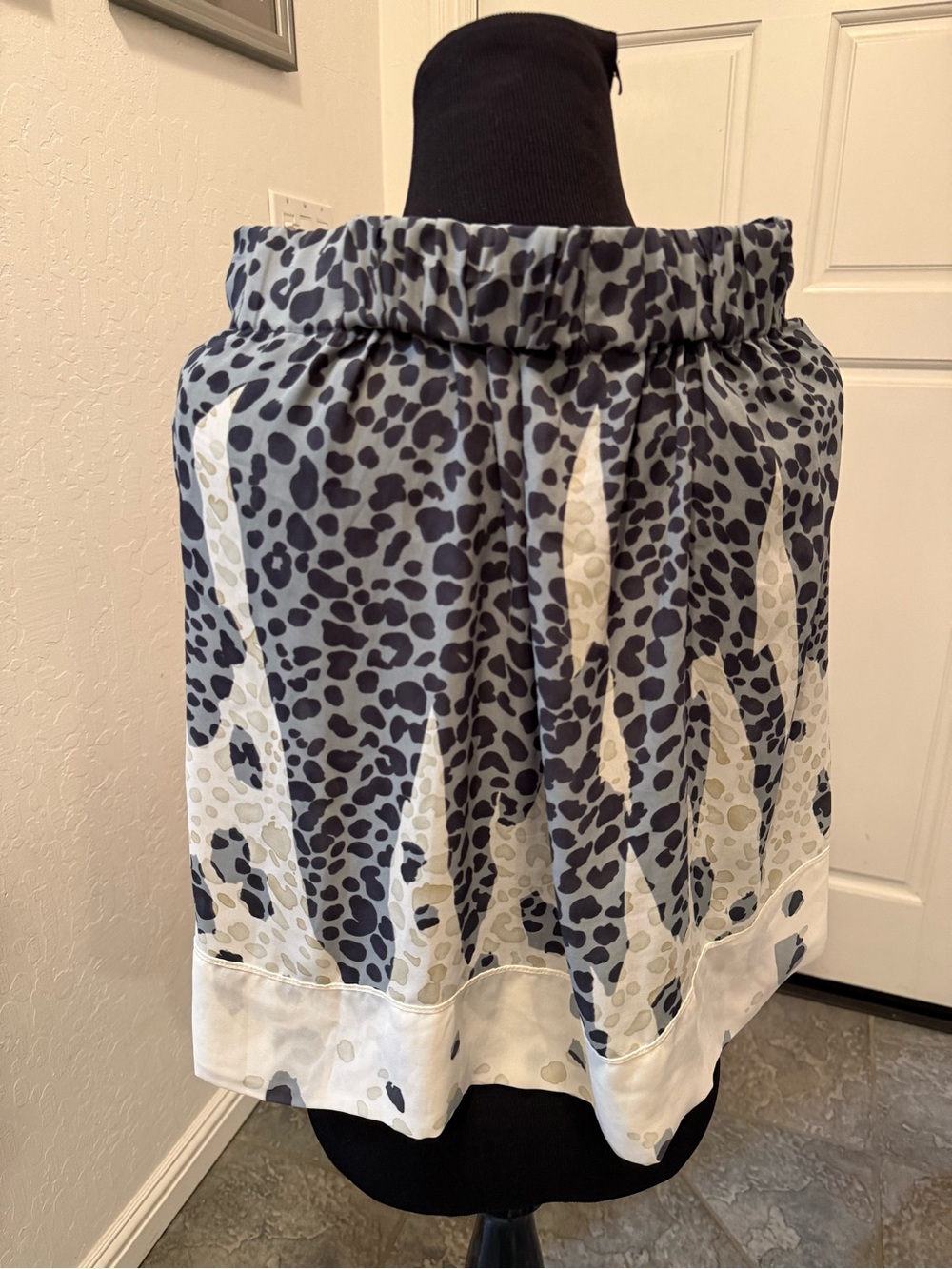 CAbi Blue and White Animal Print Mini Skirt